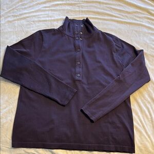 Athleta Women's Long Sleeve Ribbed Pullover in Deep Purple